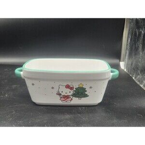 2023 Sanrio Hello Kitty Christmas Ceramic Loaf Pan, Hello Kitty Wreath Green